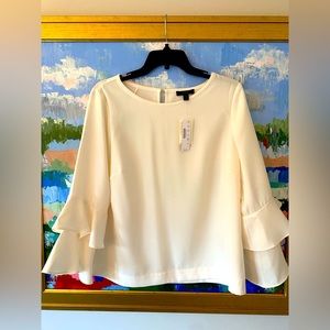 Tiered Bell-Sleeve Top in Drapey Crepe